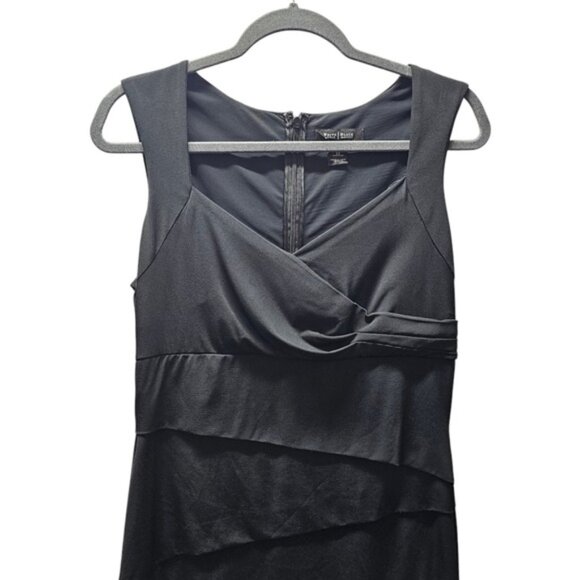 White House Black Market Size 12 Sheath Little Black Dress Layered Design Sleeve - Picture 5 of 10